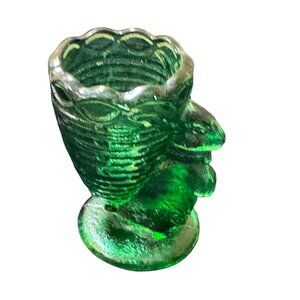 Vintage Fenton Green Glass Bunny  Egg Cup Toothpick Holder